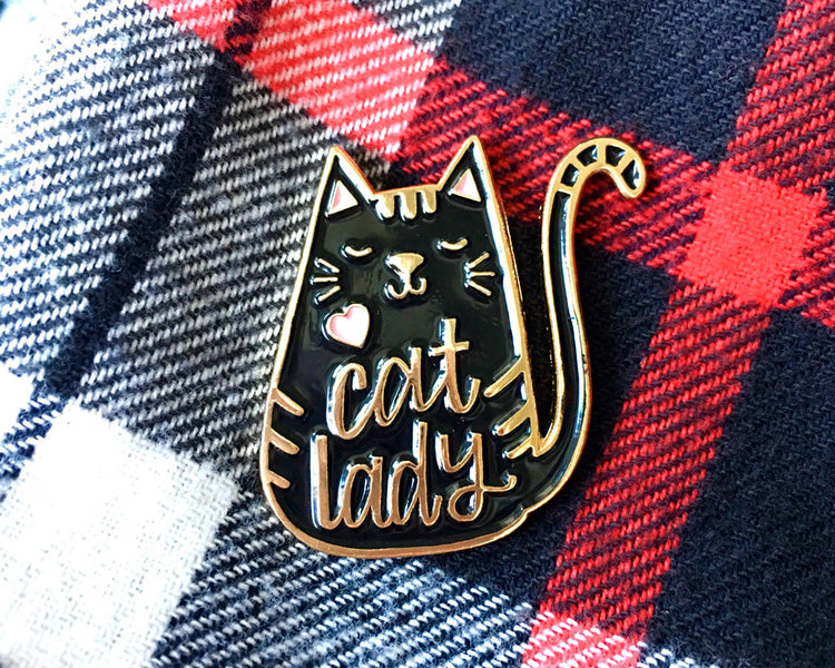 Enamel Pin - Cat Lady (black)